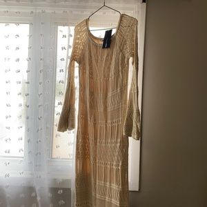 FashionNova Maxi Crochet Cream Dress